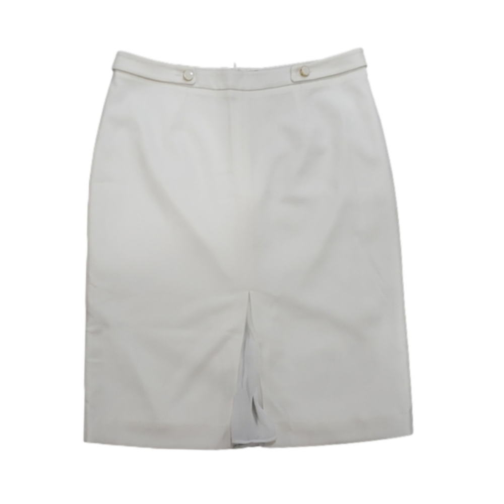 White classic front slit midi skirt